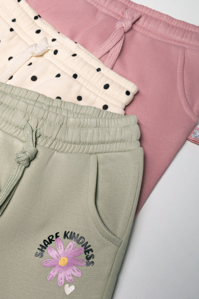 3 Pack Trackpants Pink, Green And Yellow