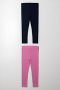 2 Pack Rib Leggings Pink And Navy (2)