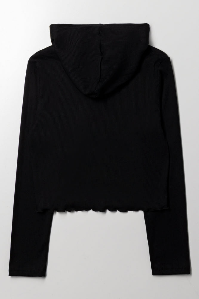Zip Through Hoodie Black (2)