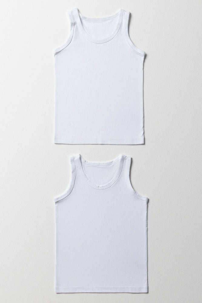 2 Pack Sleeveless Vests White
