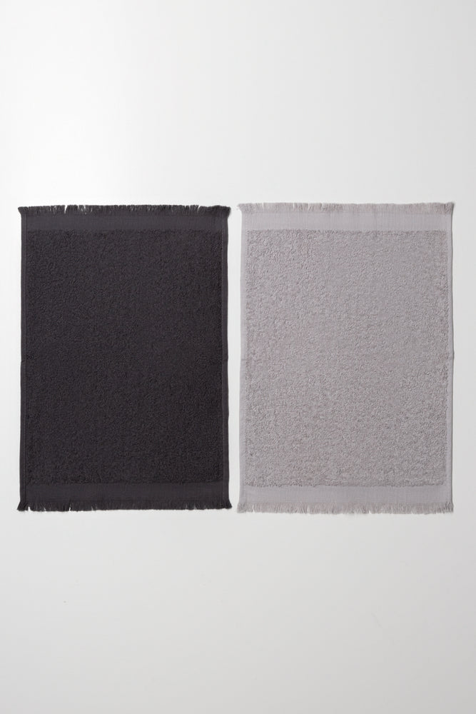 2 Pack Fringed Guest Towel Black And Grey