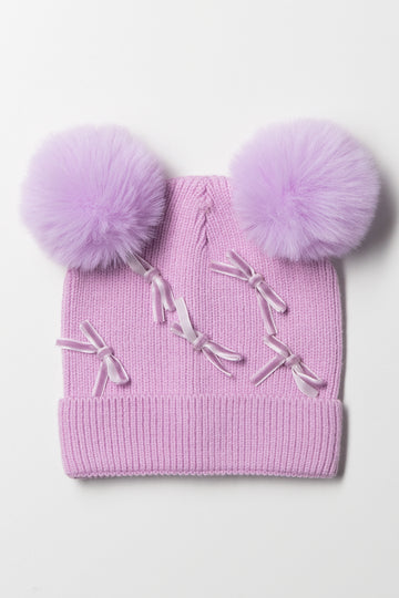 Beanie With Bows Lilac