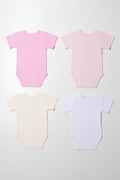 4 Pack Short Sleeve Vests Pink, Natural And White (2)