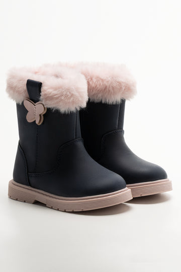 Fur Trim Boots Navy