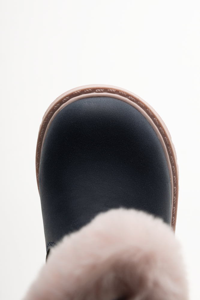 Fur Trim Boots Navy (4)
