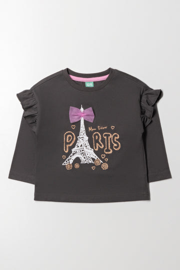 Paris Long Sleeve T-Shirt Dark Grey