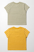 2 Pack Stripe T-Shirts Green And Yellow (2)