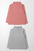 2 Pack Long Sleeve Polonecks Grey And Pink (3)