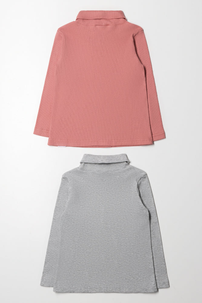 2 Pack Long Sleeve Polonecks Grey And Pink (3)