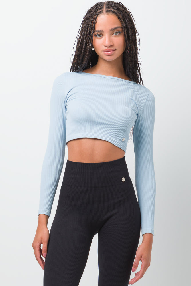 Seamless Long Sleeve Top Bright Blue