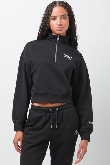 Quarter Zip Top Black