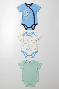 3 Pack Short Sleeve Bodyvests Blue