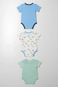 3 Pack Short Sleeve Bodyvests Blue (2)