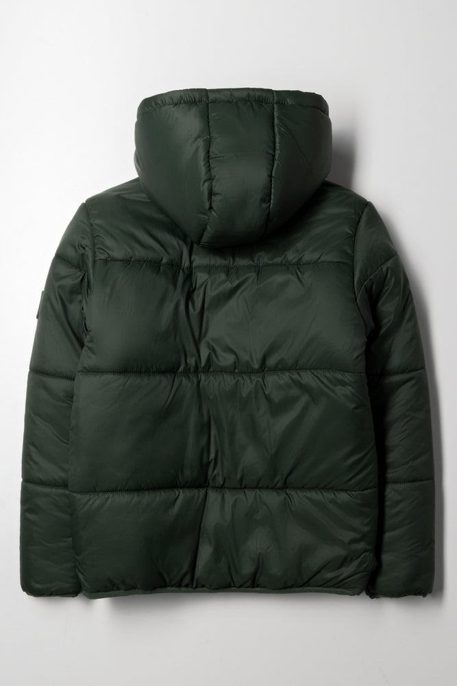 Hooded Puffer Jacket Green (2)