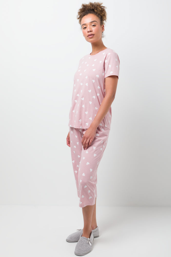 Heart Capri Pyjamas Pink