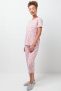 Heart Capri Pyjamas Pink (1)