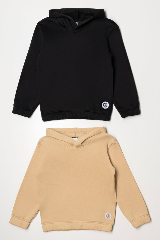 2 Pack Hoodies Natural And Black