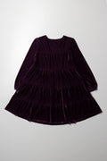 Tiered Embroidered Dress Burgundy (2)