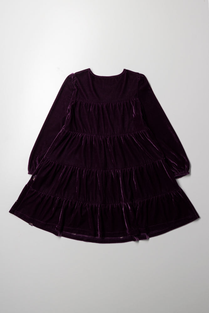 Tiered Embroidered Dress Burgundy (2)