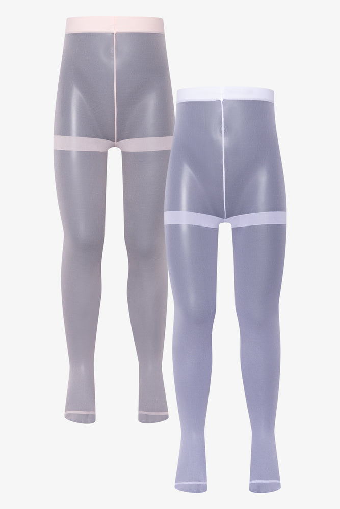 2 Pack Hosiery White And Pink