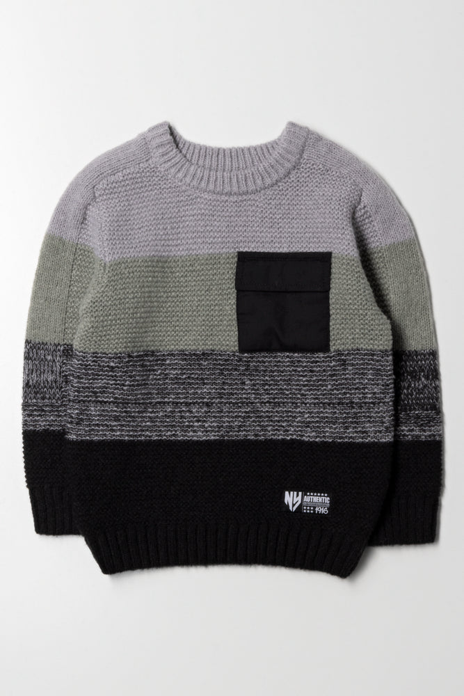 Crew Neck Jersey Green, Black And Grey