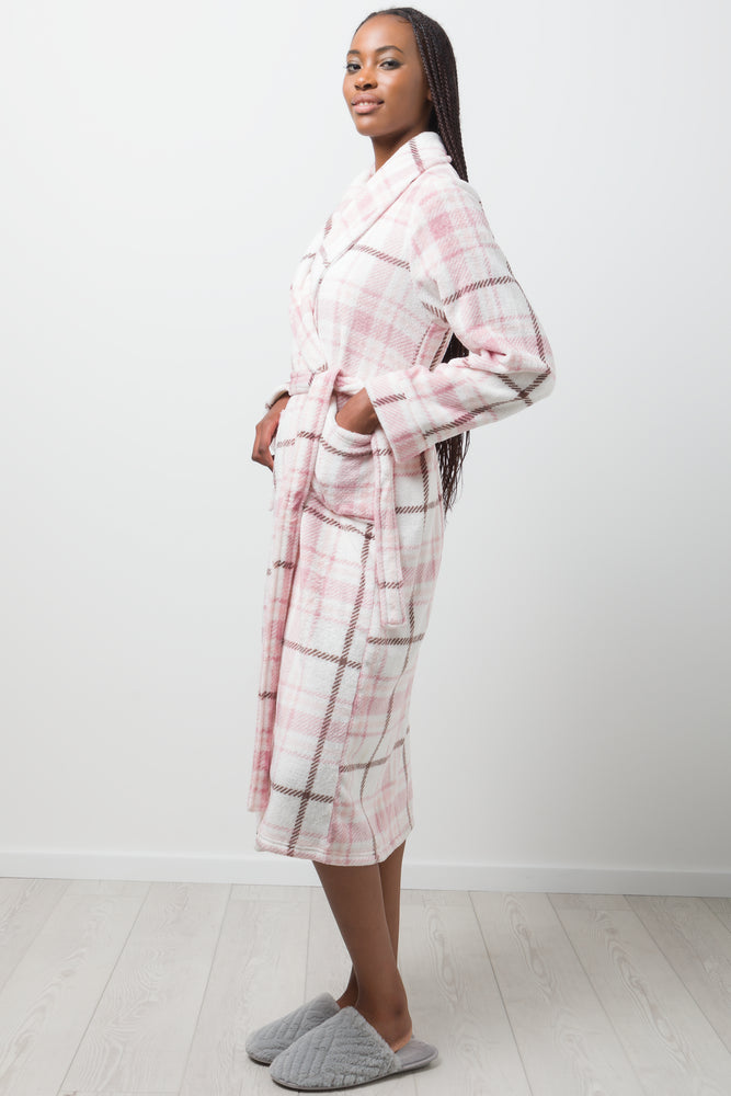 Check Shawl Gown Pink