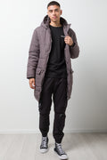 Long Puffer Jacket Charcoal