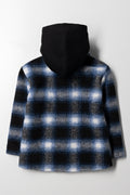 Hooded Check Shacket Navy (3)