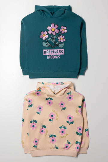 2 Pack Happiness Blooms Hoodies Green And Yellow