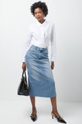 Denim Skirt Mid Blue