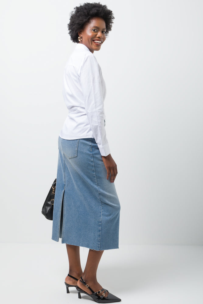 Denim Skirt Mid Blue (2)