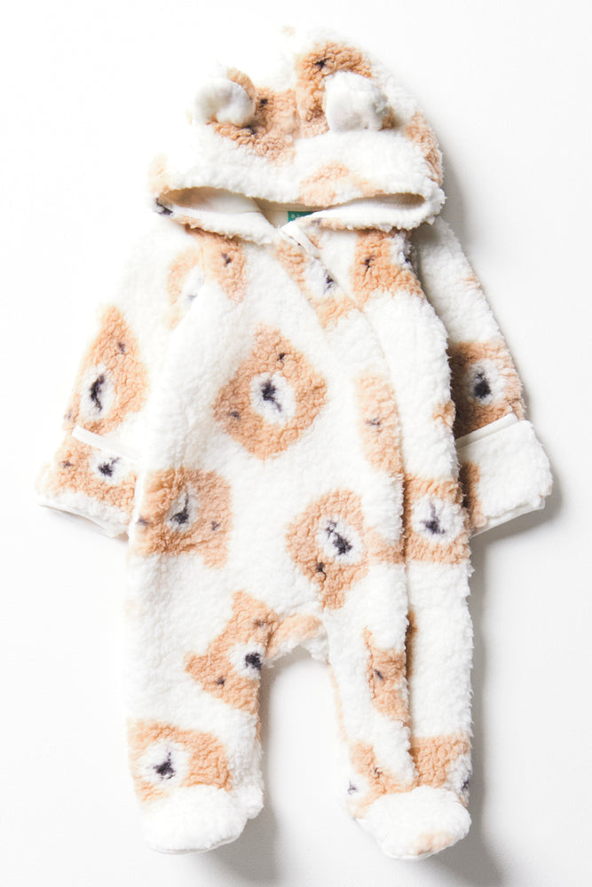 Bear Sherpa Babygrow Natural