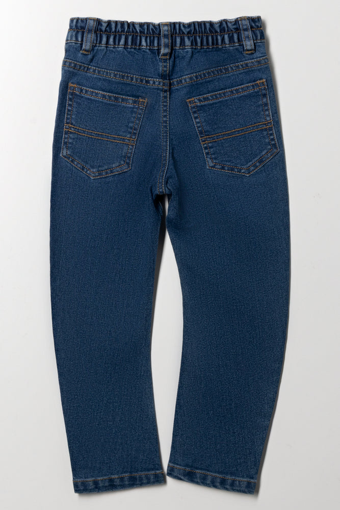 Bow Leg Denim Jeans Blue (2)