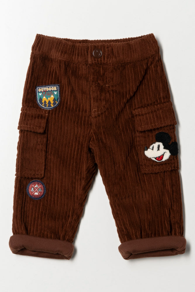 Mickey Mouse Long Corduroy Pants Brown