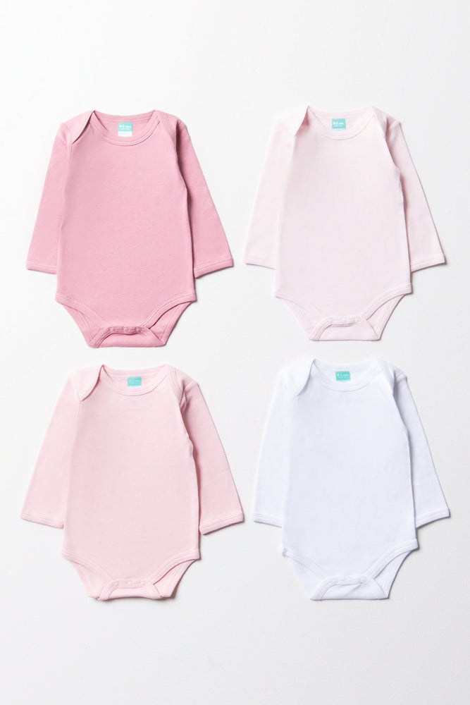 4 Pack Long Sleeve Bodyvest Pink