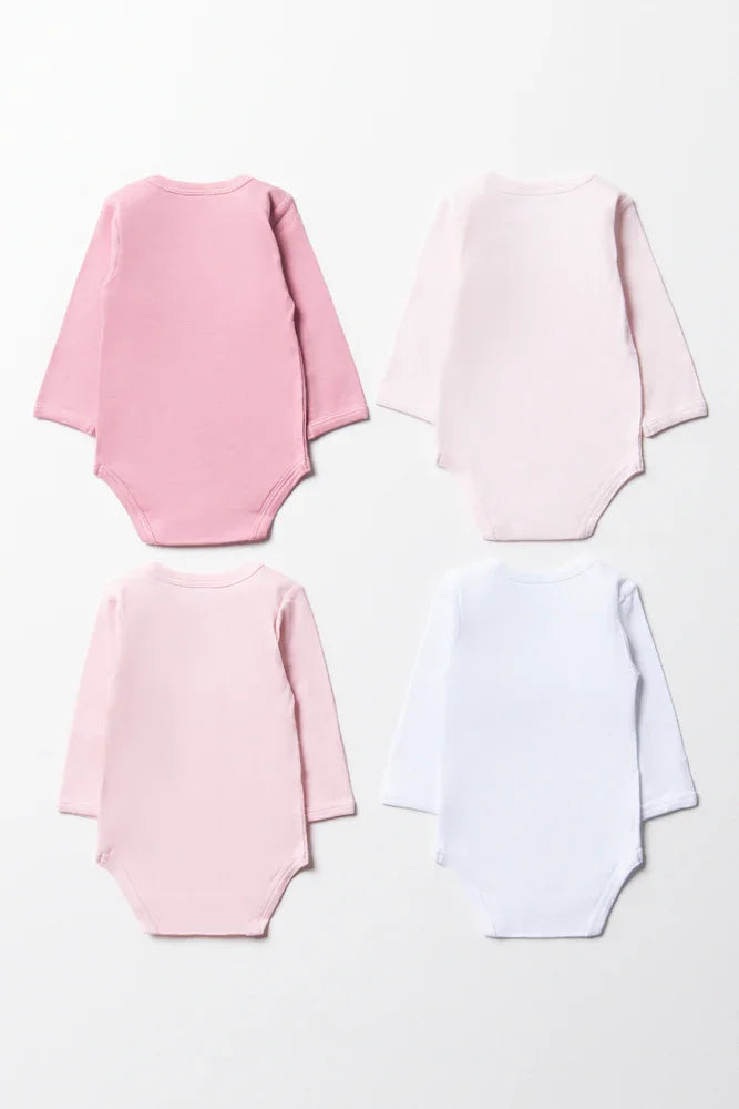 4 Pack Long Sleeve Bodyvest Pink (2)