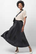 Satin Maxi Pleated Skirt Black