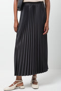 Satin Maxi Pleated Skirt Black (1)