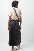 Satin Maxi Pleated Skirt Black (3)