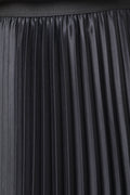 Satin Maxi Pleated Skirt Black (4)