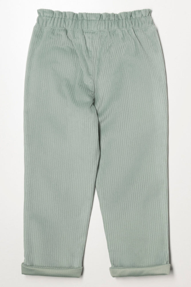 Paperbag Cord Pants Sage (2)