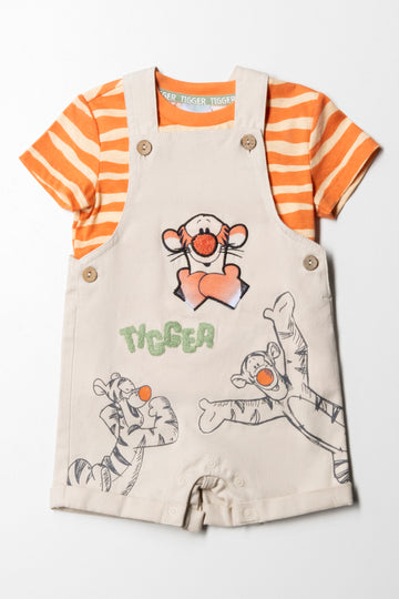 Tigger Dungaree Set Natural And Orange