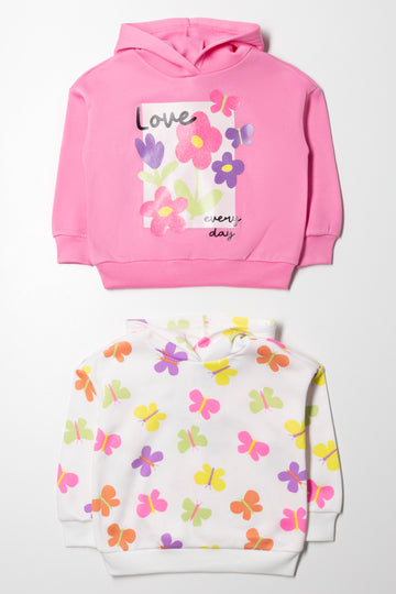 2 Pack Butterfly Tracktops Pink And White