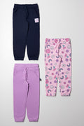 3 Pack Trackpants Navy, Purple & Pink