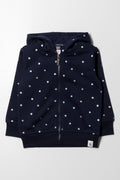 Zip Through Glitter Spot Hoodie Navy (3)