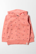 Zip Through Rainbow Hoodie Peach