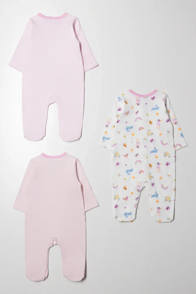 3 Pack Babygrows Pink (4)