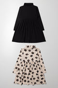 2 Pack Poloneck Dress Black And Natural (3)