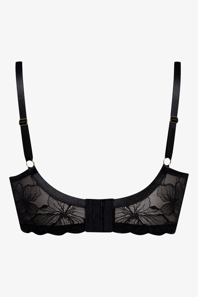 Plus Size Lace Balconette Bra Black