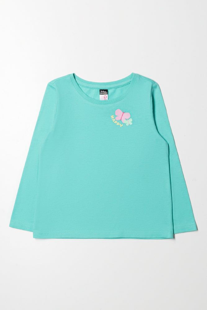 Butterfly Long Sleeve T-Shirt Teal